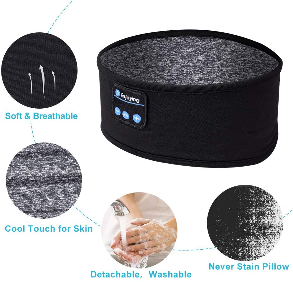 VIP Sleeping Headphones Sports Headband Thin Soft Elastic Comfortable Wireless Music Earphones Eye Mask for Side Sleeper