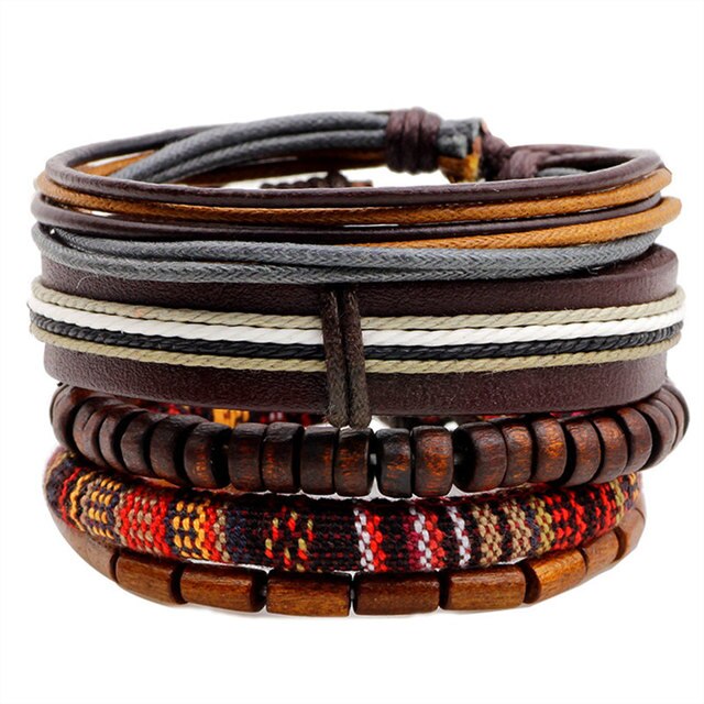 Ethnic Wood Beads Charm Bracelets